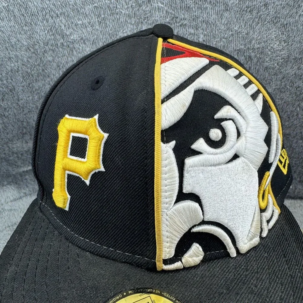 Pittsburgh Pirates Hat Cap Fitted Mens 7 3/4 Black Yellow MLB Baseball New Era
